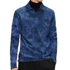 Ted Baker Crown Tie Dye Long Sleeve Polo Blue Men's Size 7 (US 3XL) Damaged